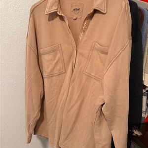 Aerie Lumber Jane Fleece Shirt - Sand Dune
